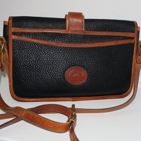 Dooney & Bourke Black Brown All Weather Leather Equestrian Shoulder Bag - Picture 2 of 16